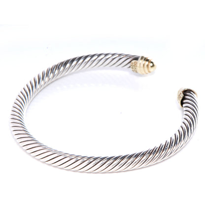 David Yurman Sterling Silver 14K Yellow Gold 5mm Cable Classics Bracelet 3 of 6