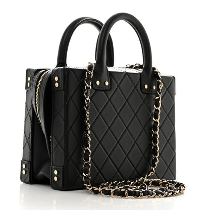 Chanel Calfskin Quilted Studded Square Vanity Case Black 2 of 10