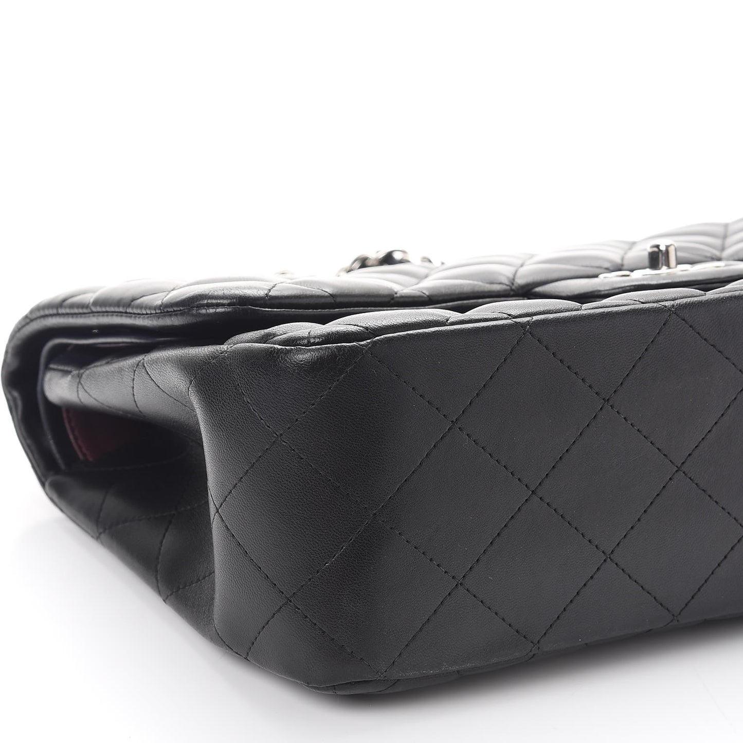 Lambskin Quilted Jumbo Double Flap Black