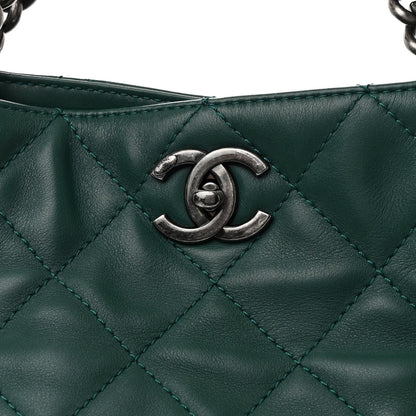 Chanel Calfskin Quilted Large Shopping In Chains Tote Green 8 of 13