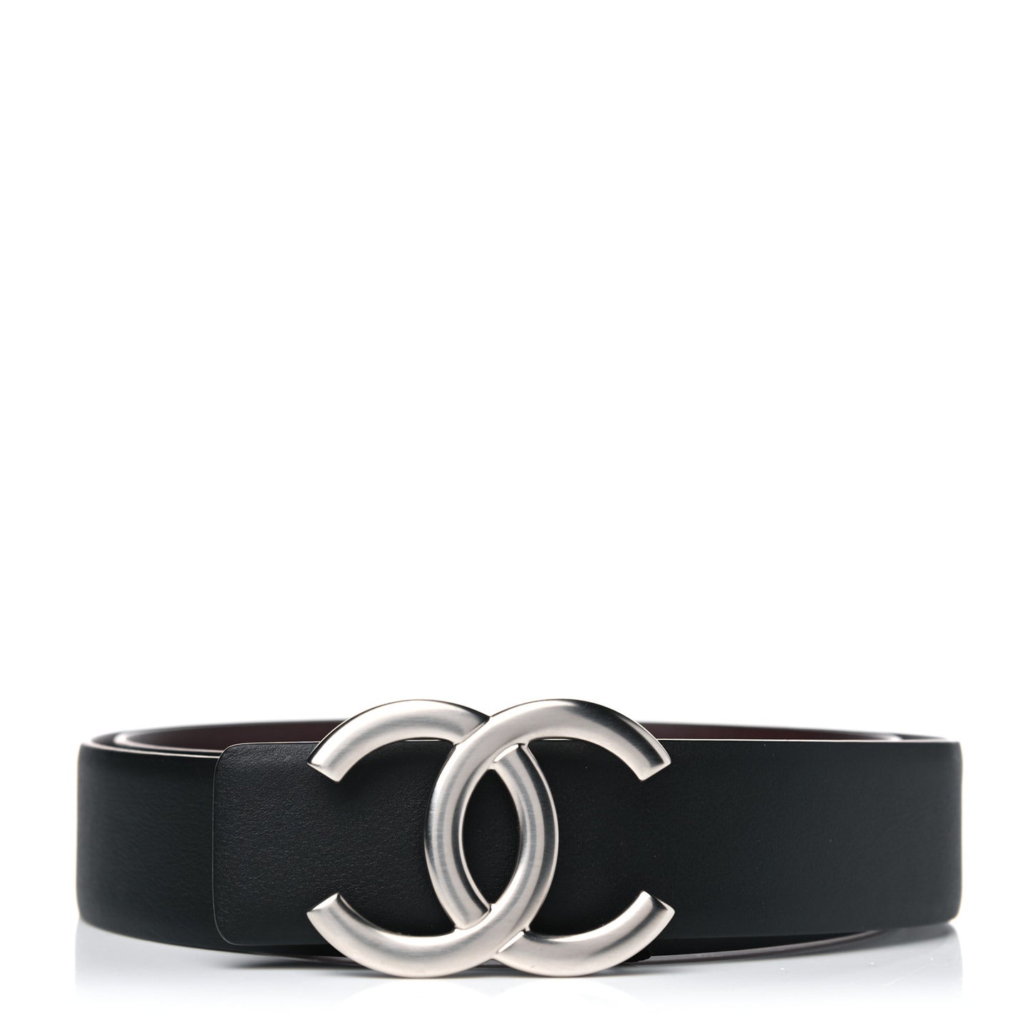 Calfskin CC Reversible Belt 75 Black Burgundy