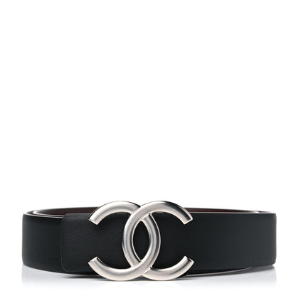 Chanel Calfskin CC Reversible Belt 75 Black Burgundy 1 of 4