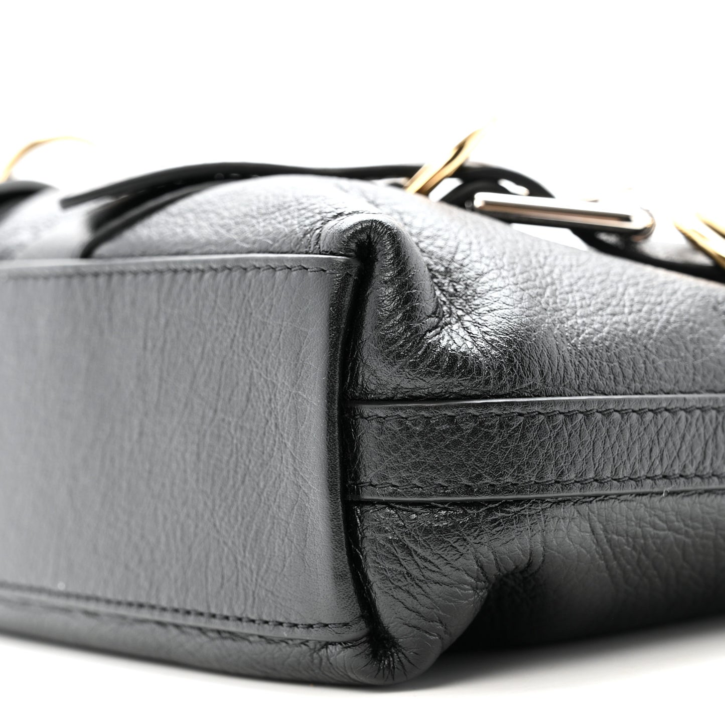 Crinkled Calfskin Small Voyou Bag Black