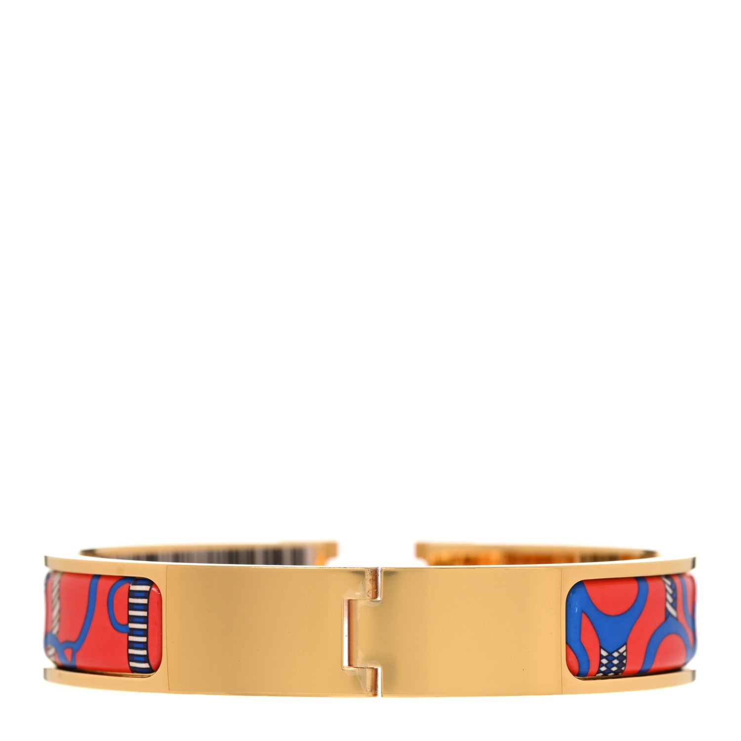 Hermes Enamel Printed Panoplie Equestre Narrow Clic Clac H Bracelet PM Drapeaux Rouge 3 of 6