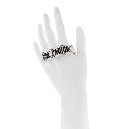 Christian Dior Woven Cotton J'Adior Friendship Bracelet White Black 2 of 5