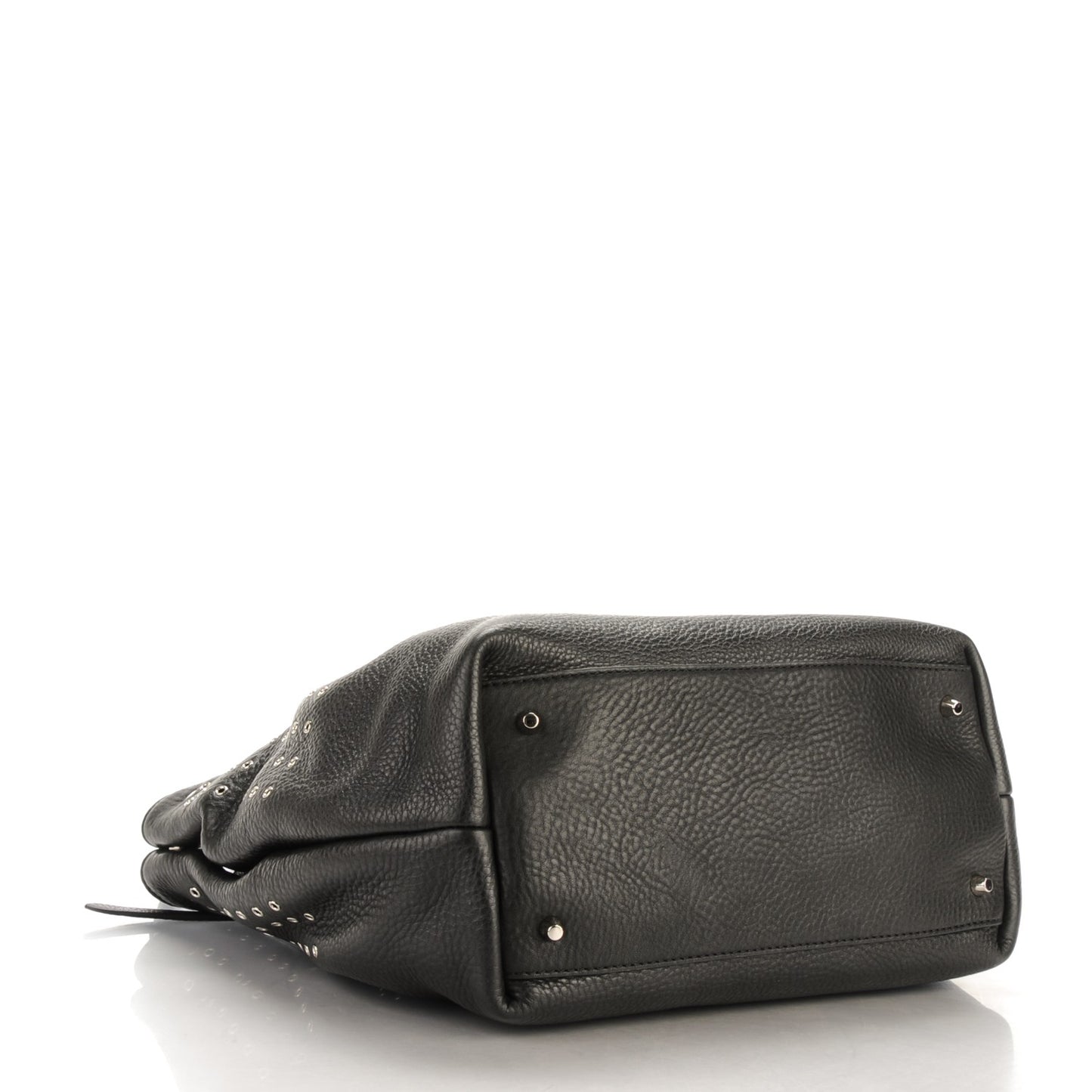 Calfskin Grommet Medium Maidstone Shoulder Bag Black