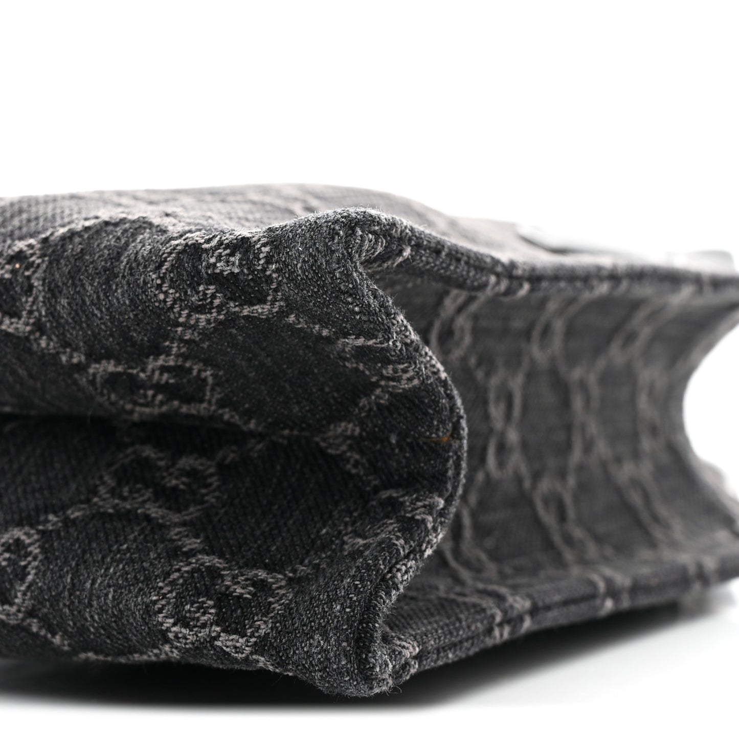 Denim Cuoio Harness GG Monogram Mini Ophidia Tote Bag Black Medium Grey