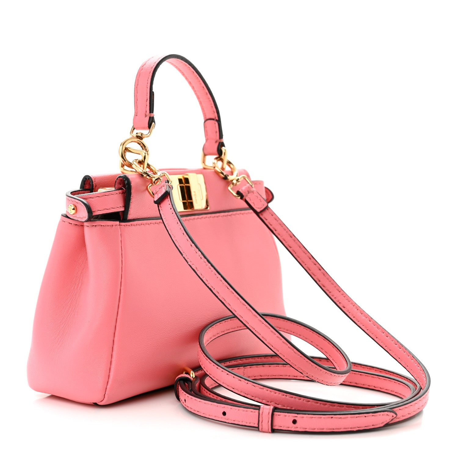 Fendi Shiny Nappa Micro Peekaboo Iconic Satchel Rosa Fluo 3 of 11