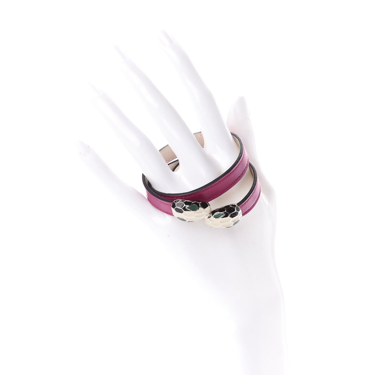 Calfskin Serpenti Forever Double Coil Bracelet Pink