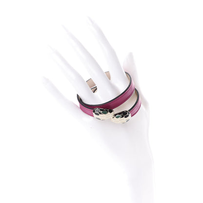 Bulgari Calfskin Serpenti Forever Double Coil Bracelet Pink 2 of 4