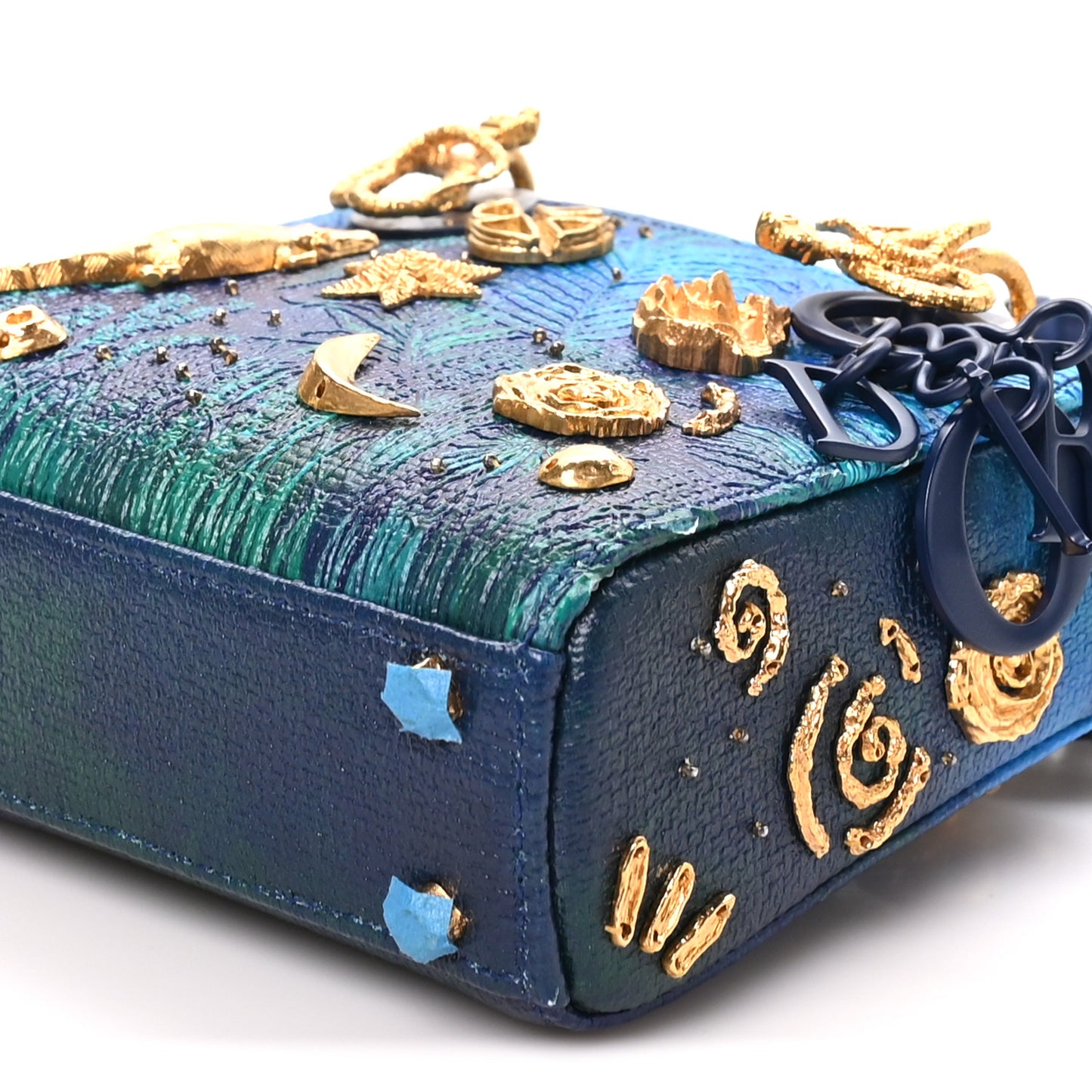 X LINA IRIS VIKTOR Calfskin Embellished Micro Lady Dior Art Blue Multicolor
