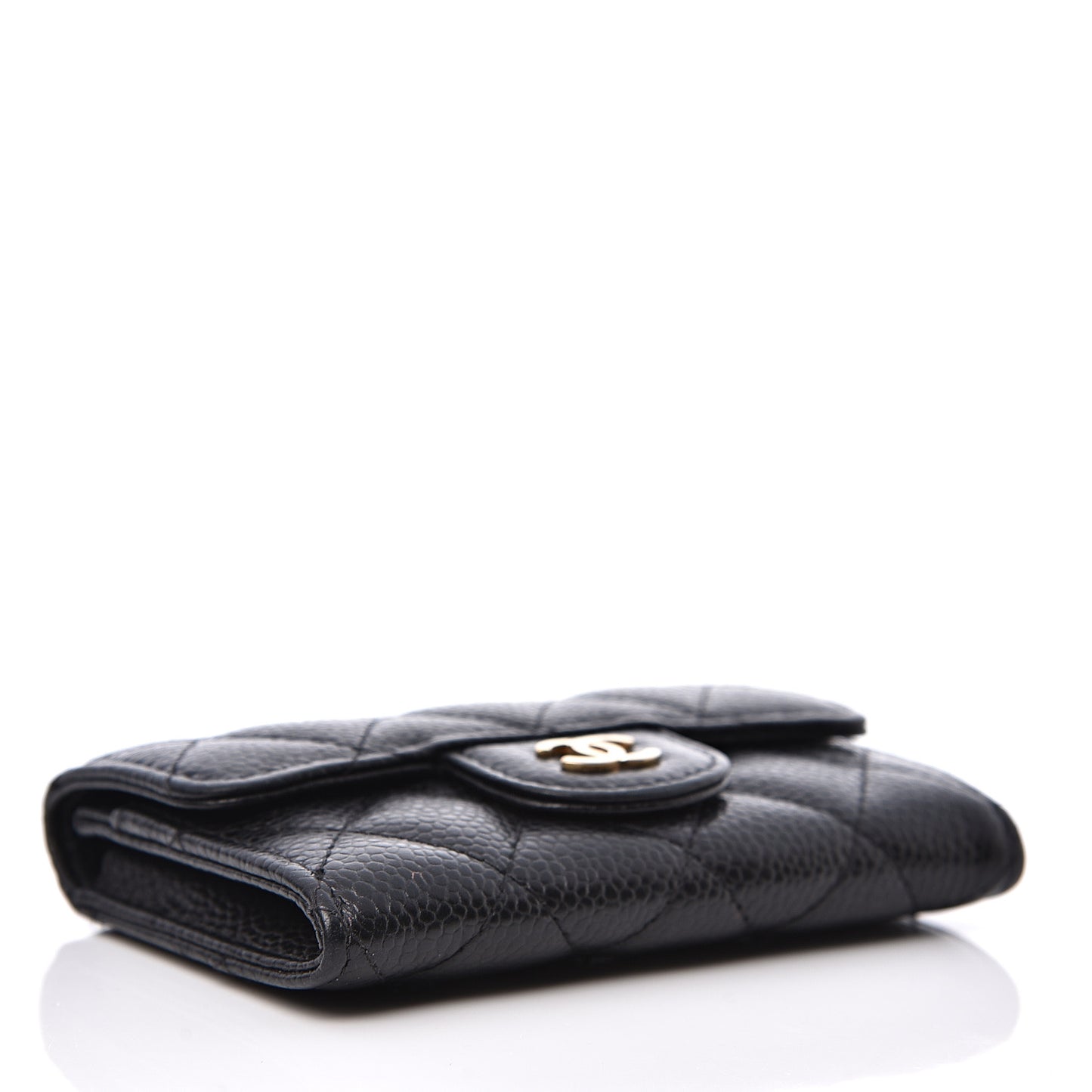Caviar Quilted Flap Card Holder Black