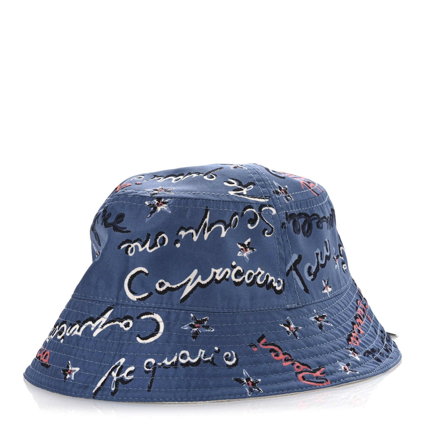 Fendi Silk Zodiac Reversible Bucket Hat S White Blue 3 of 14