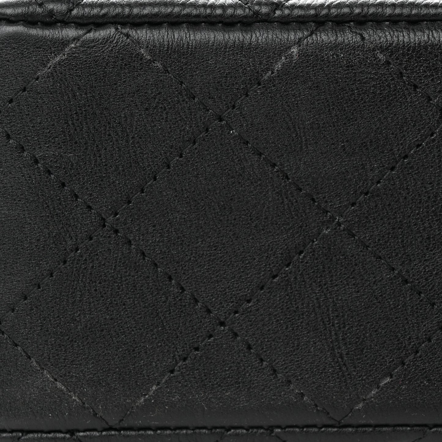 Crumpled Calfskin Quilted Mini Rectangular Flap So Black