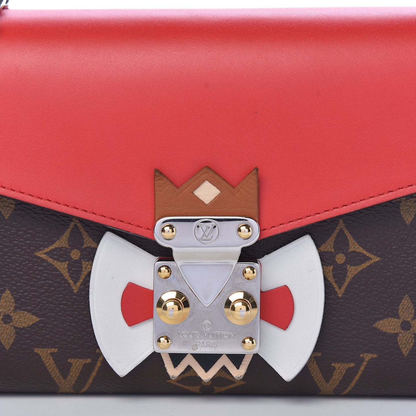 Monogram Tribal Mask Chain Wallet Rouge
