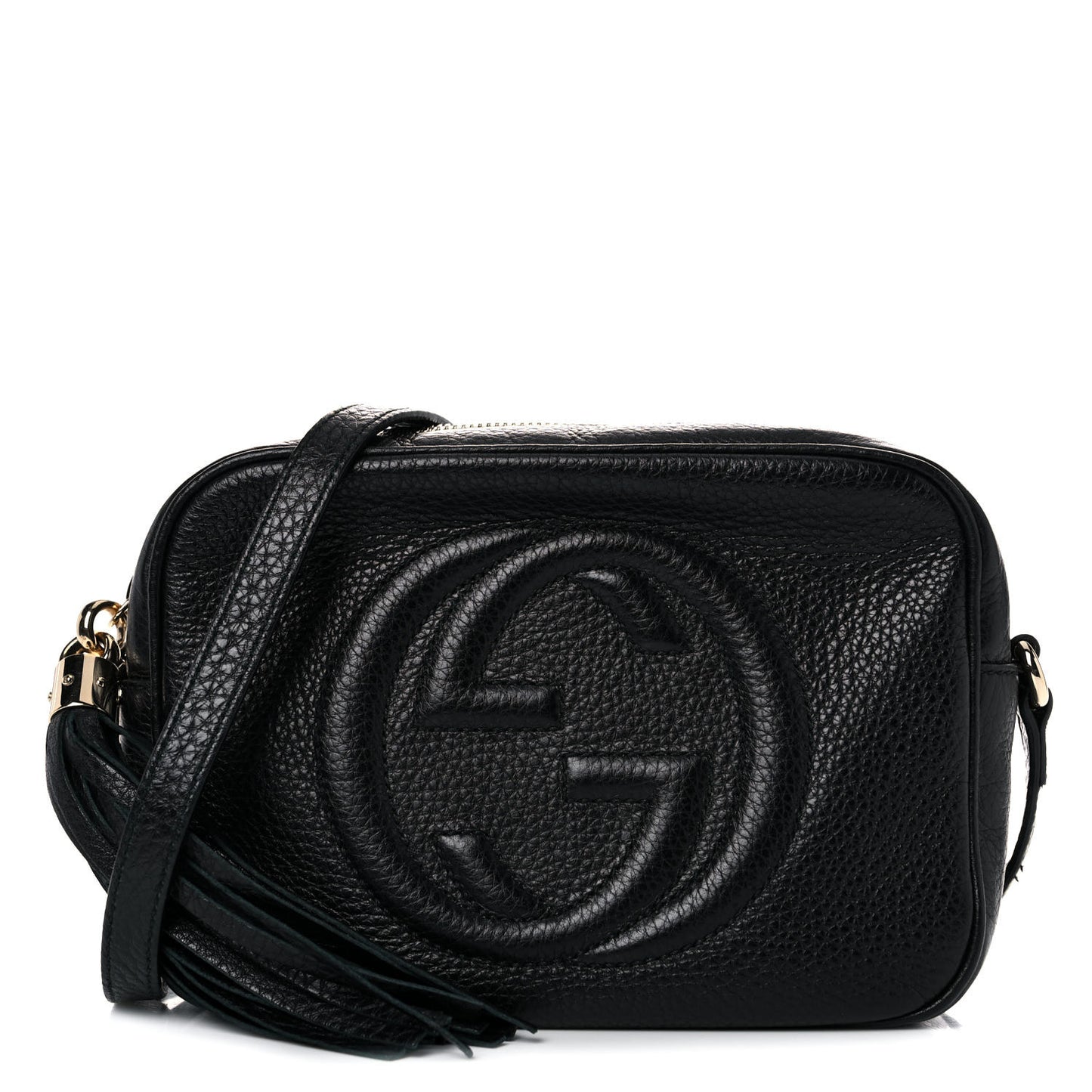 Pebbled Calfskin Small Soho Disco Bag Black