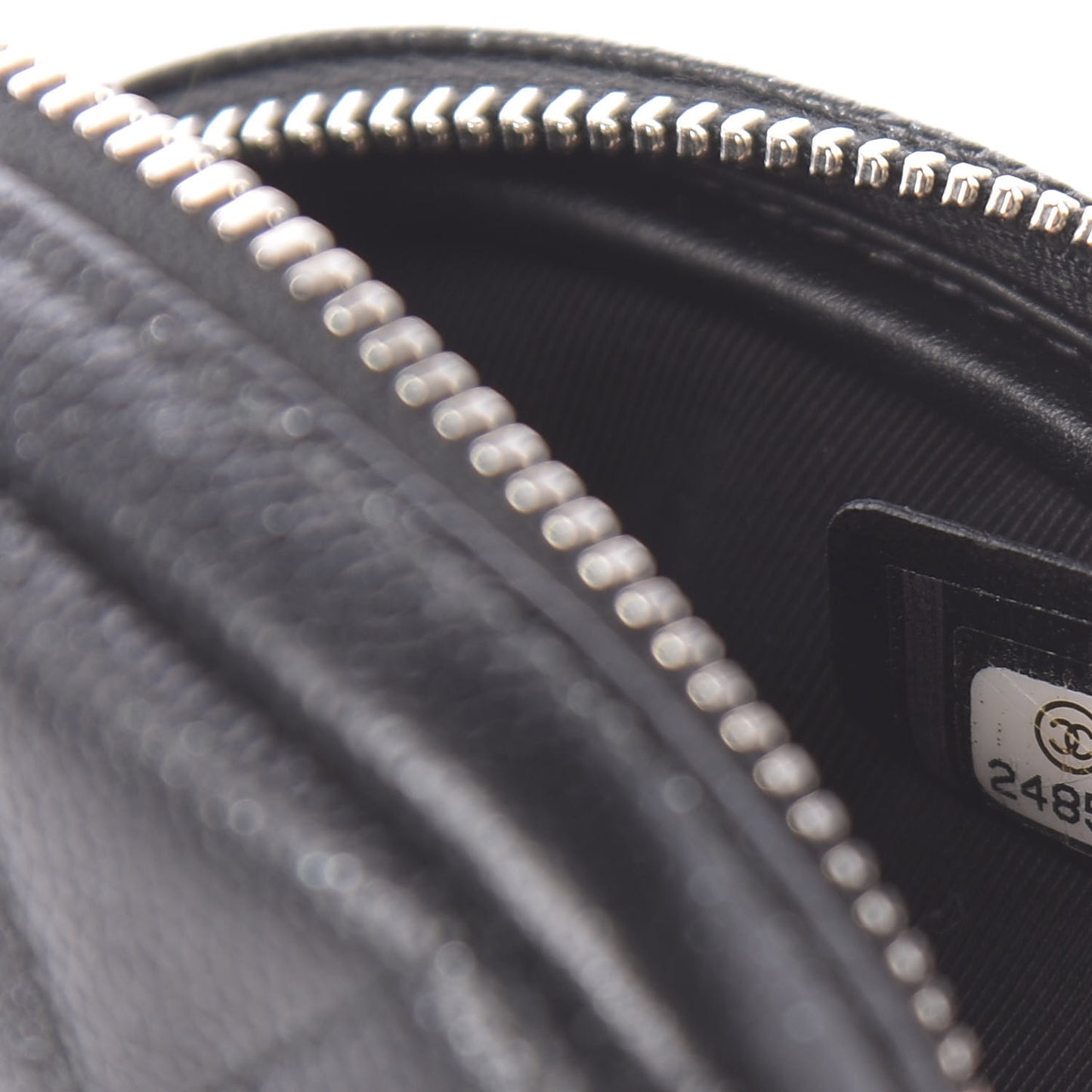 Iridescent Caviar Quilted Zip Around Classic Coin Purse Black