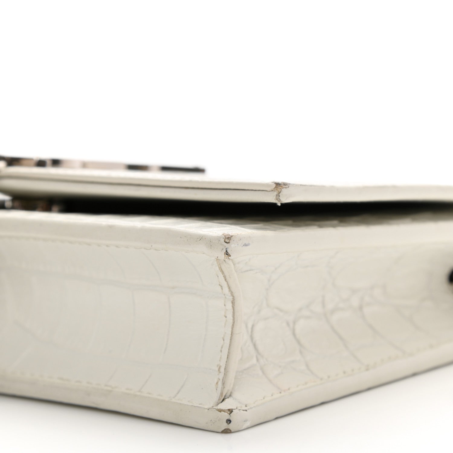 Saint Laurent Calfskin Crocodile Embossed Kate Monogram Tassel Chain Wallet Crema Soft 10 of 13