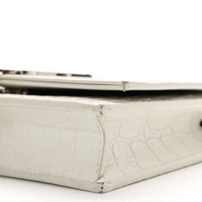 Saint Laurent Calfskin Crocodile Embossed Kate Monogram Tassel Chain Wallet Crema Soft 10 of 13