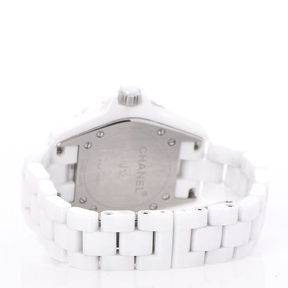 Chanel Stainless Steel Ceramic Diamond 33mm J12 Quartz Watch White 3 of 7