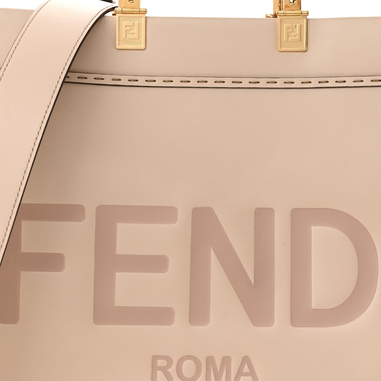 Fendi Vitello King Plexiglass Logo Embossed Medium Fendi Sunshine Shopper Tote Light Rose 8 of 12