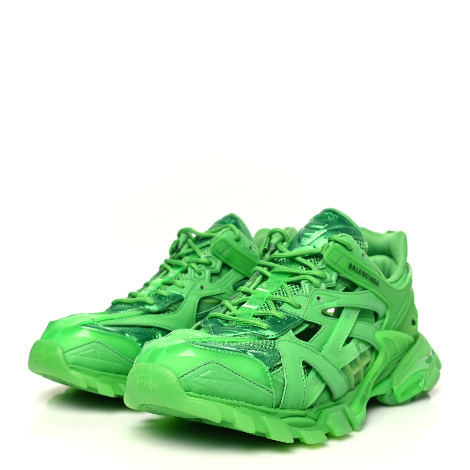Balenciaga Rubber Mesh Monocolor Clear Sole Mens Track.2 Open Sneakers 45 Green 4 of 8