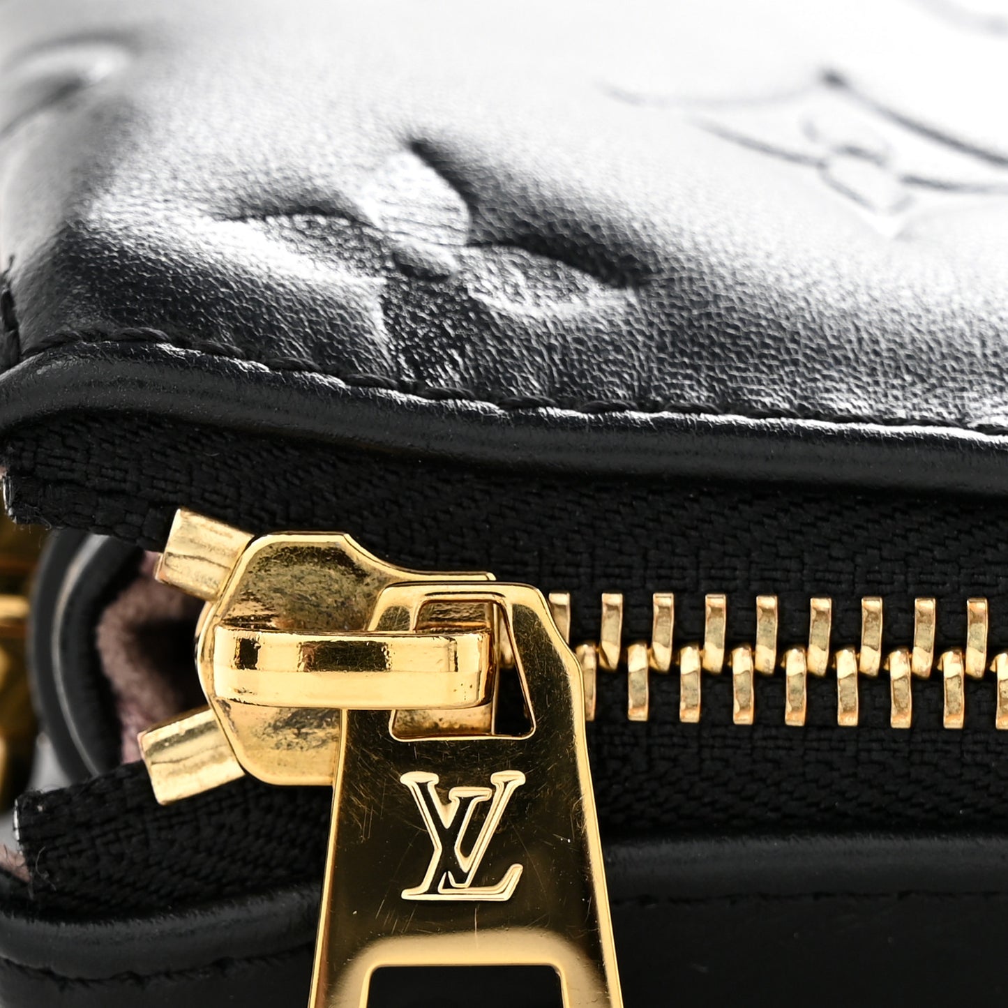 Lambskin Embossed Monogram Coussin PM Black