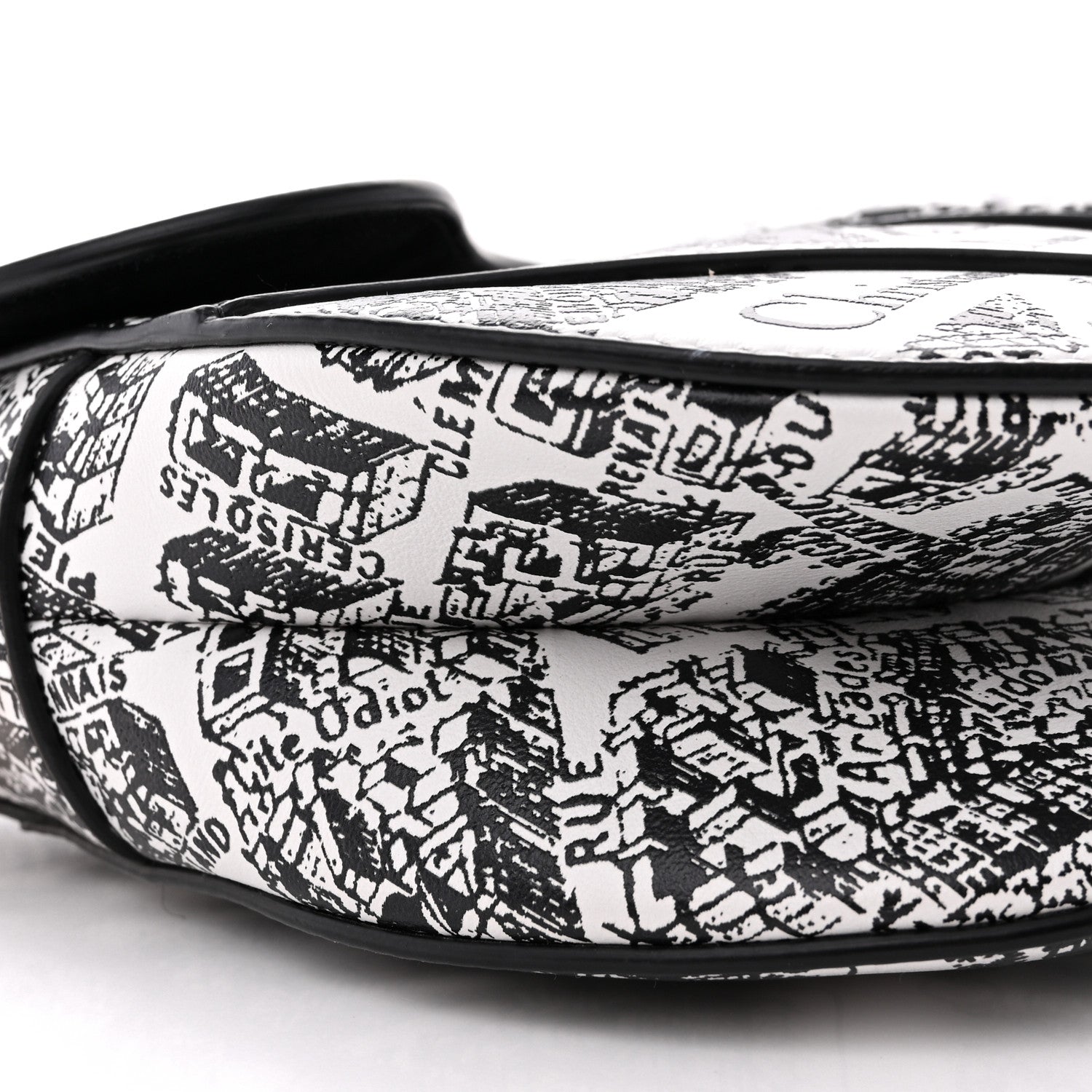 Christian Dior Calfskin Plan De Paris Printed Saddle Bag With Strap White Black 9 of 12