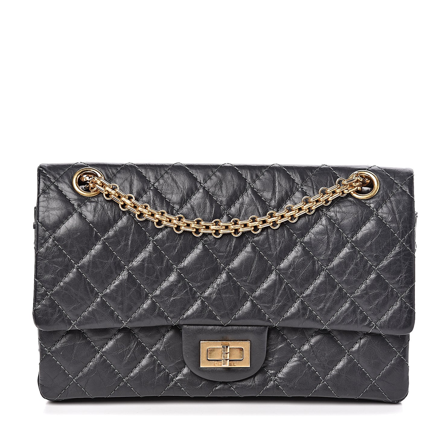 Aged Calfskin 2.55 Reissue 225 Flap Dark Grey
