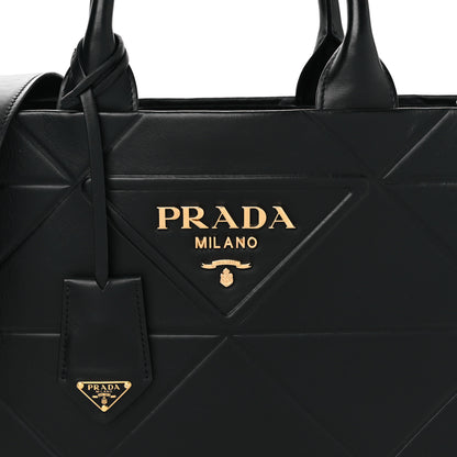 Prada Soft Calfskin Triangolo Symbole Embossed Small Tote Black 7 of 9