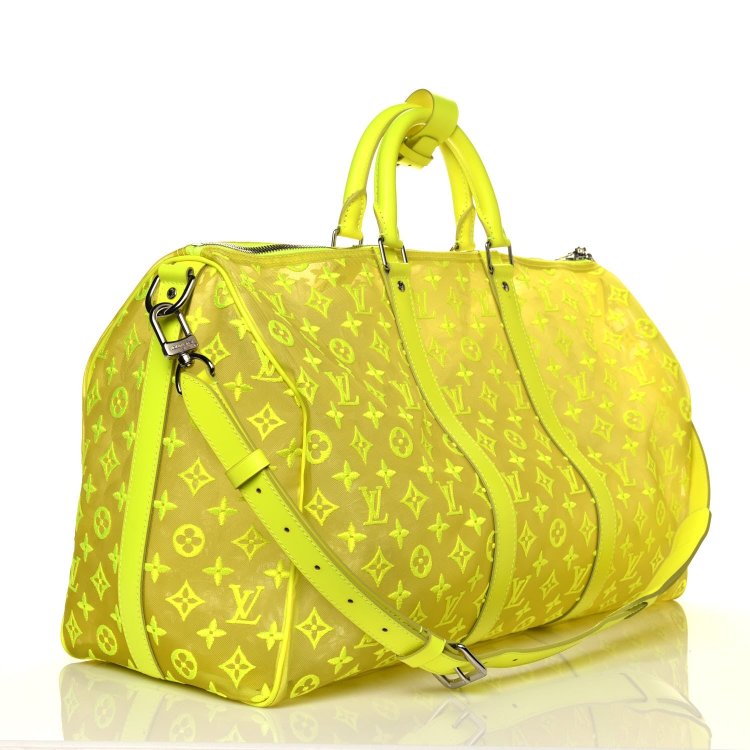 Louis Vuitton Monogram Fluo See Through Keepall Bandouliere 50 Yellow 3 of 31