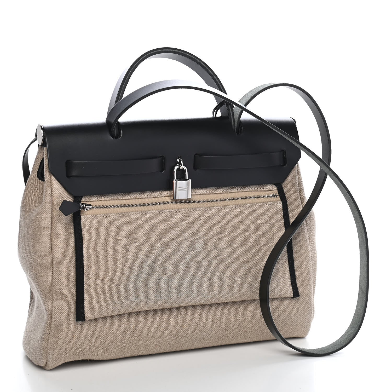 Hermes Military Toile Vache Hunter Herbag Zip Retourne 31 PM Ficelle Black 4 of 10