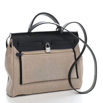 Hermes Military Toile Vache Hunter Herbag Zip Retourne 31 PM Ficelle Black 4 of 10