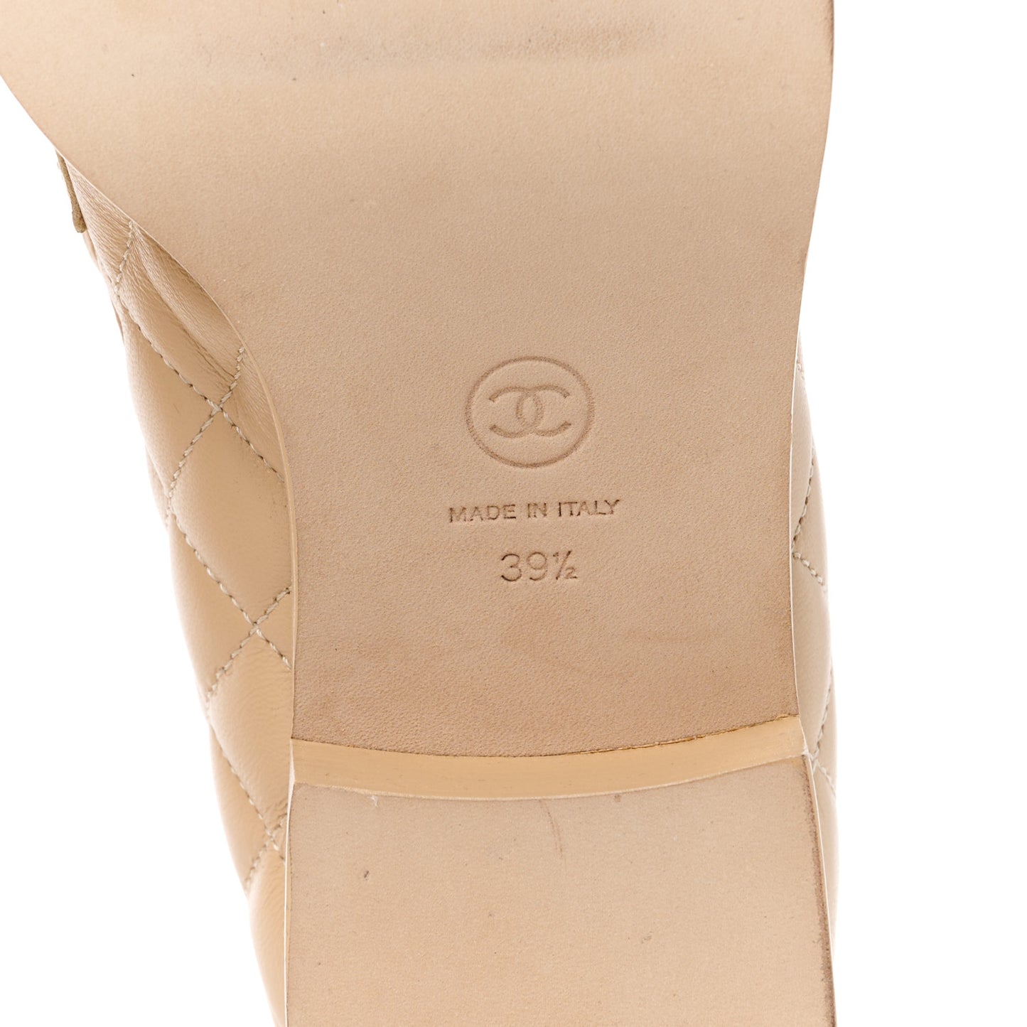 Lambskin Quilted CC Heart Loafers 37 Beige 39.5 Beige