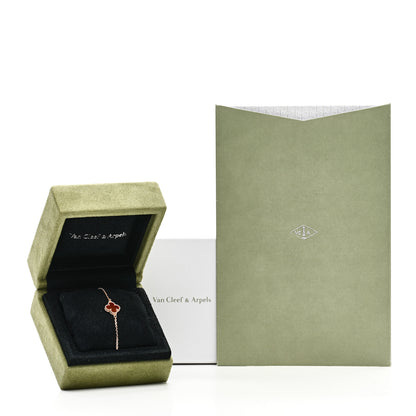Van Cleef & Arpels 18K Rose Gold Carnelian Sweet Alhambra Bracelet 5 of 5