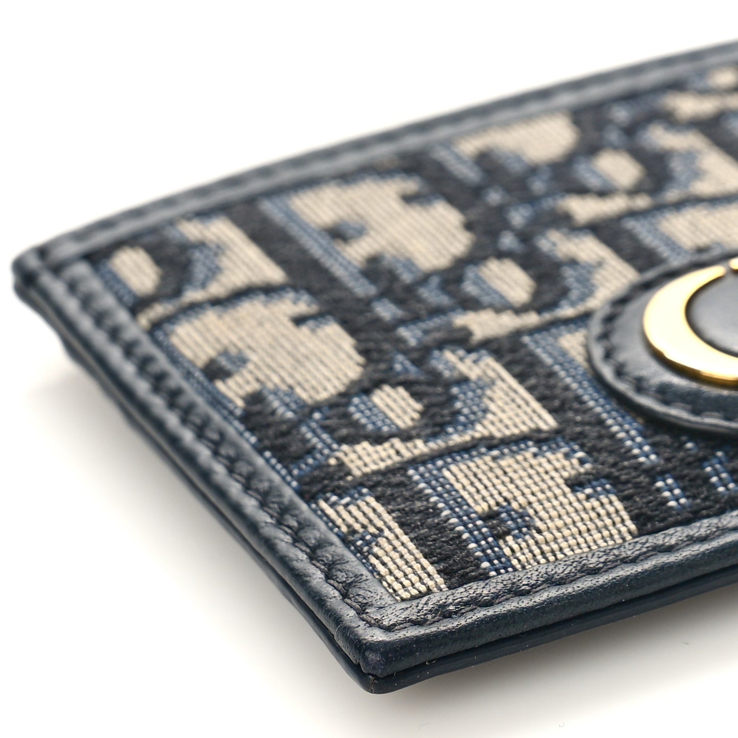 Oblique Calfskin Card Holder Black