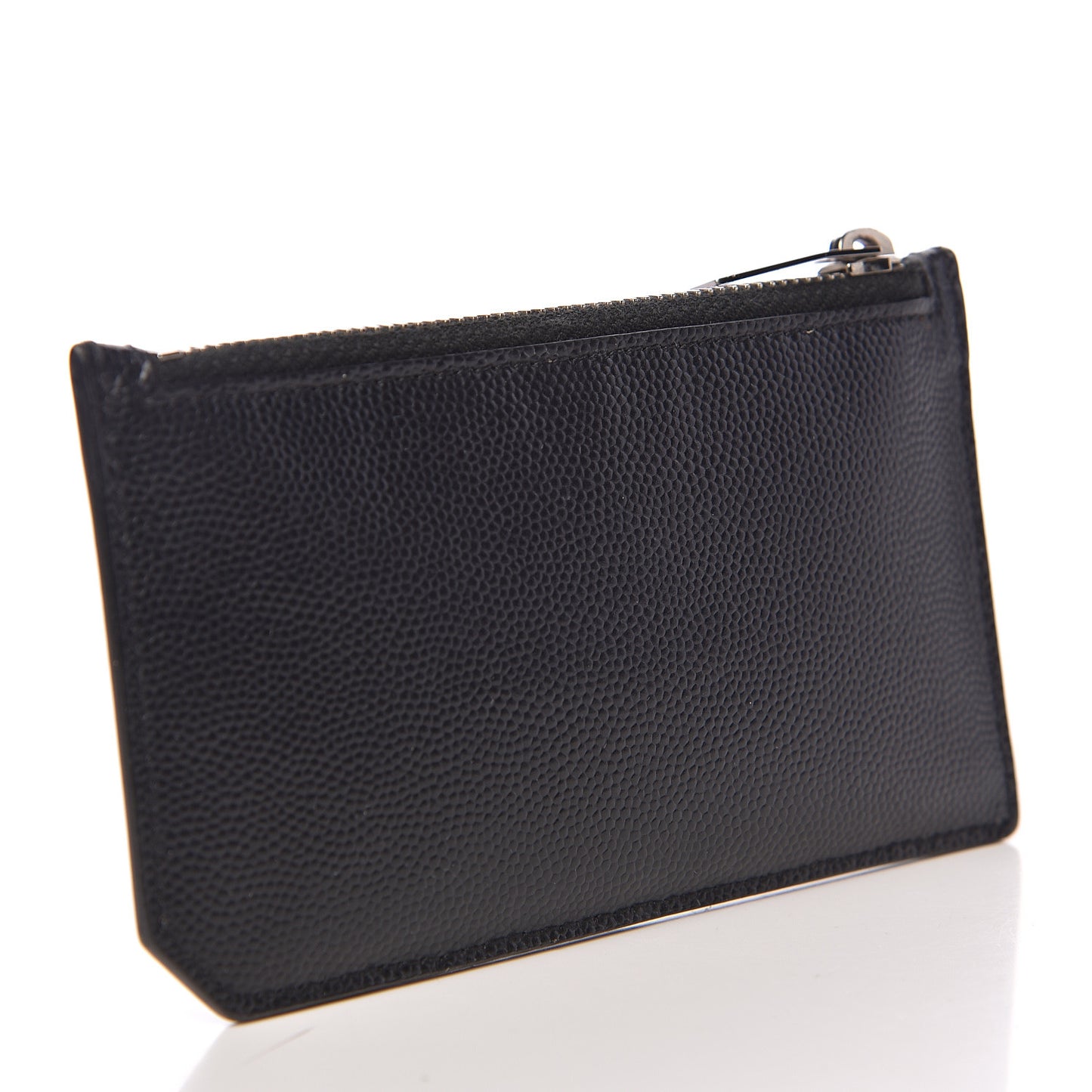 Grained Calfskin 5 Fragments Zip Pouch Card Holder Black