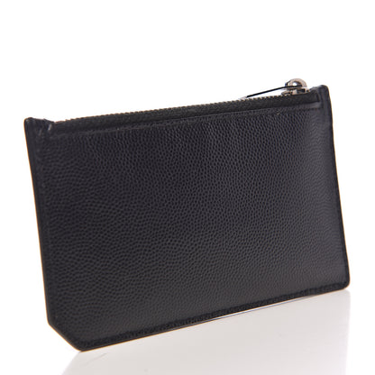 Saint Laurent Grained Calfskin 5 Fragments Zip Pouch Card Holder Black 3 of 7