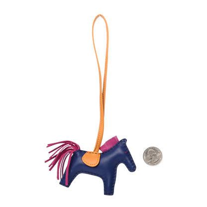 Hermes Milo Lambskin Grigri Rodeo Horse Bag Charm PM Bleu Saphir Rose Pourpre Bouton D'Or 2 of 4