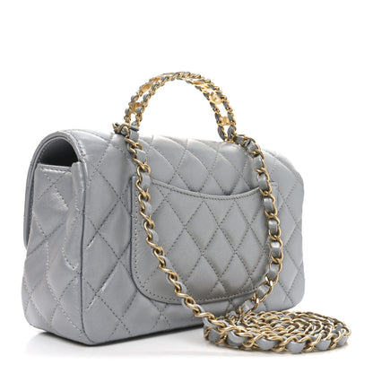 Chanel Metallic Lambskin Quilted Mini Strass On Top Flap Silvery 3 of 11