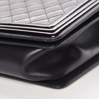 Chanel Metallic Patent Quilted New Medium Boy Flap Black 9 of 10