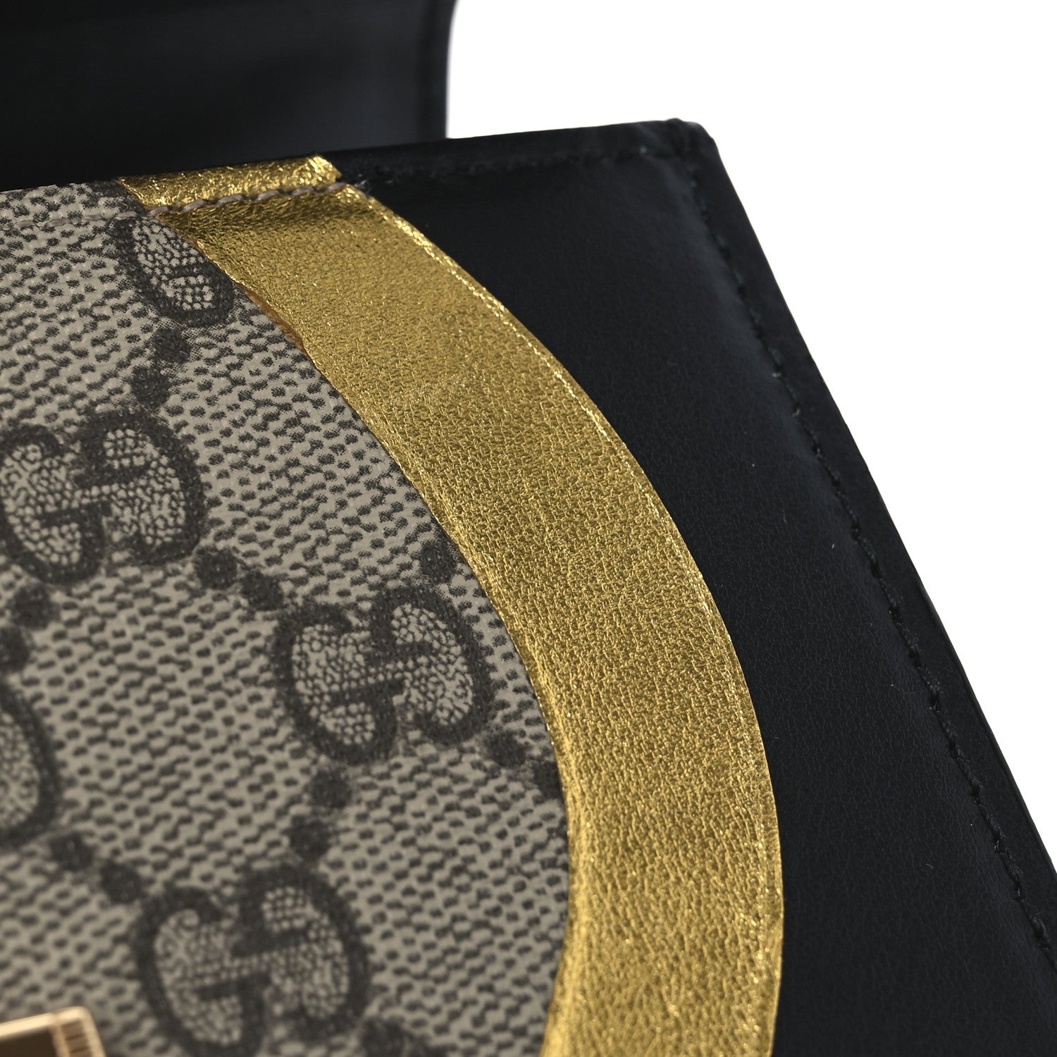 Gucci Calfskin GG Supreme Monogram Small Padlock Shoulder Bag Black Gold 12 of 14