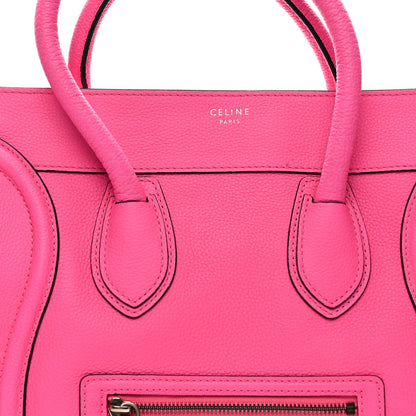 Celine Drummed Calfskin Mini Luggage Fluo Pink 7 of 12