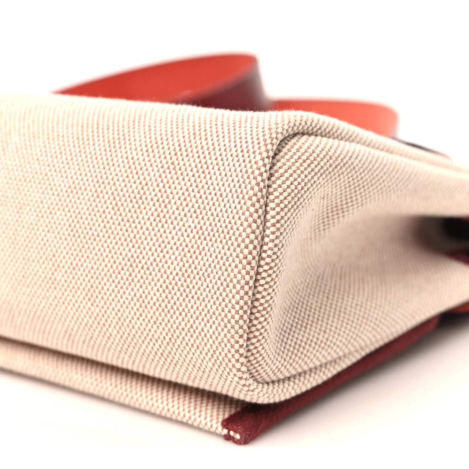 Hermes Toile H Viking Vache Hunter Herbag Zip Retourne 20 Ecru Beige Rouge H 9 of 10