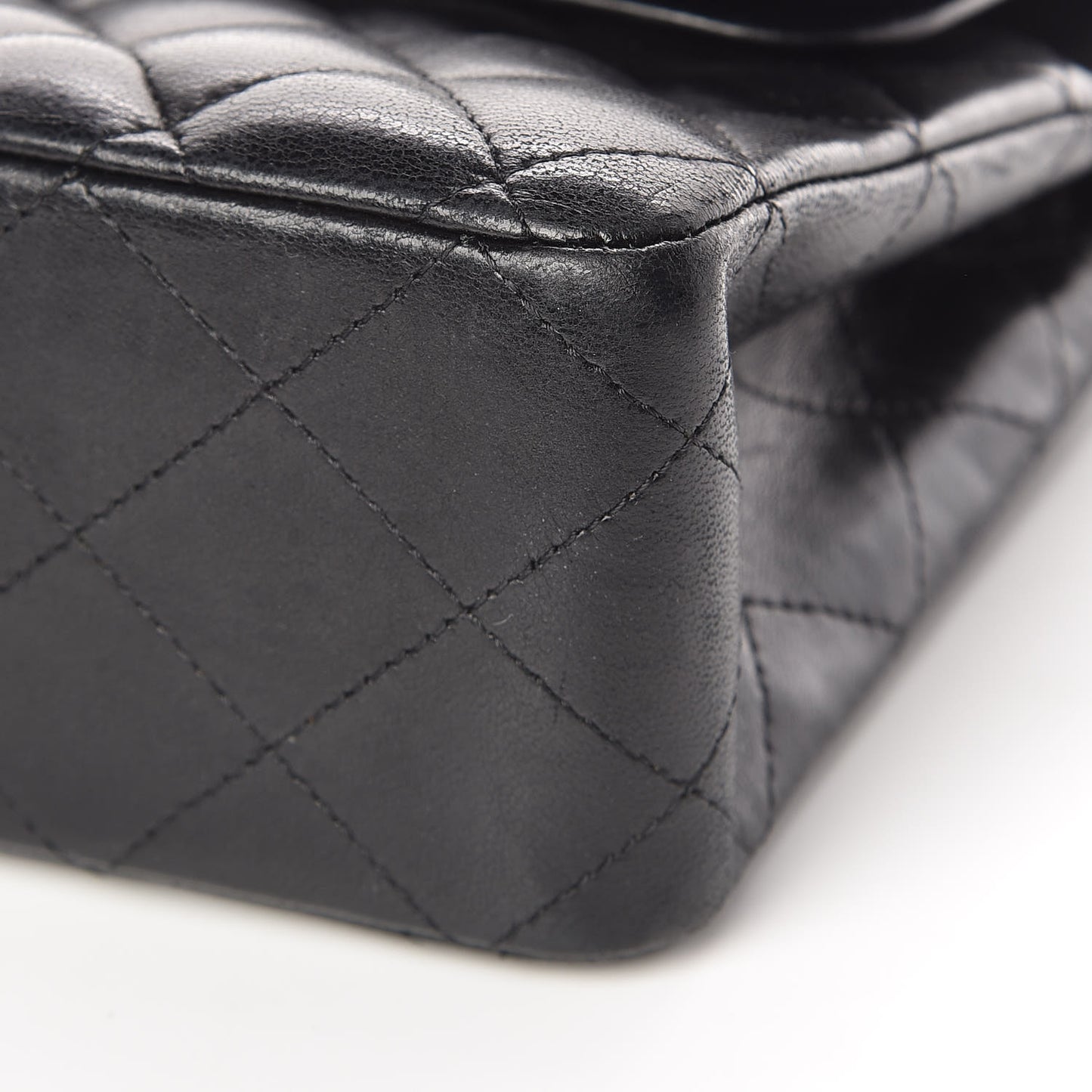 Lambskin Quilted Medium Double Flap Black