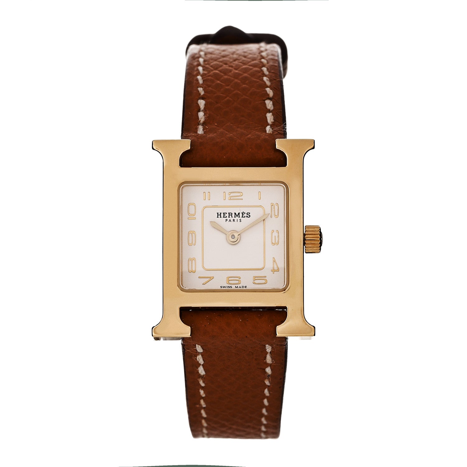 Hermes Stainless Steel Epsom 17.2mm Heure H Hour Quartz Watch Gold 1 of 5