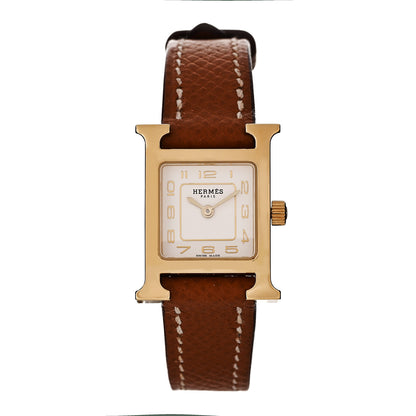 Hermes Stainless Steel Epsom 17.2mm Heure H Hour Quartz Watch Gold 1 of 5