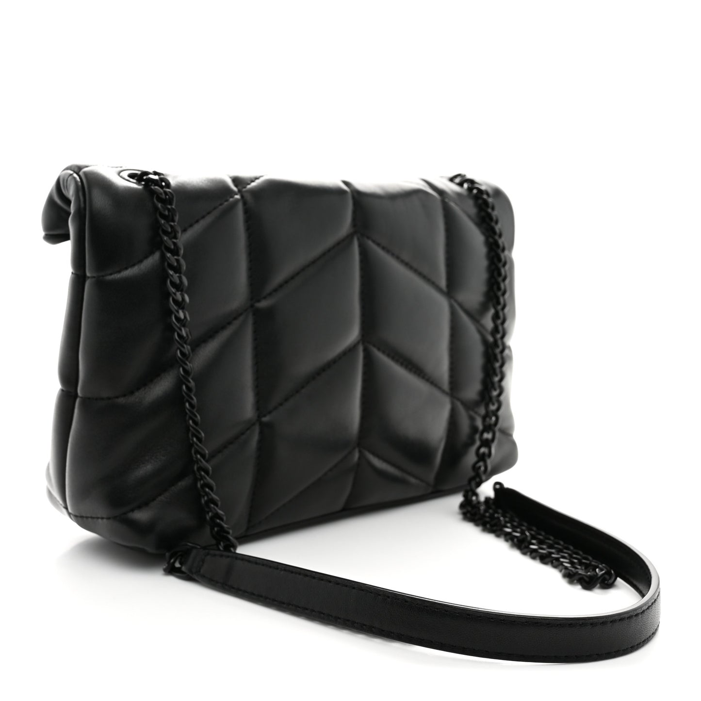 Lambskin Quilted Toy Loulou Puffer Monogram Monochrome Chain Satchel Black
