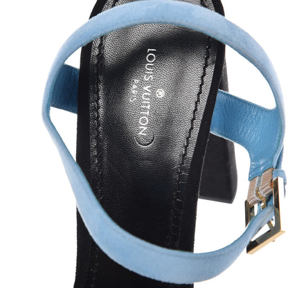 Louis Vuitton Suede Baby Goat Flamingo Sandals 41 Black Blue 9 of 9