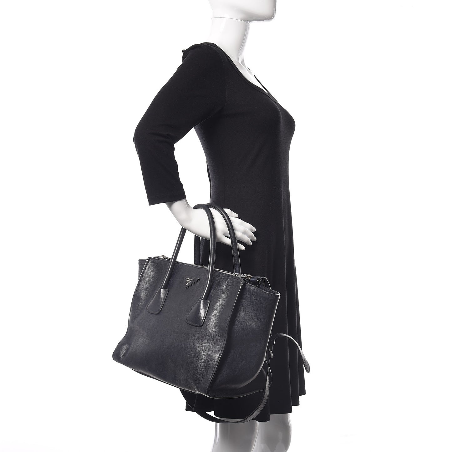 Glace Calfskin Twin Pocket Tote Baltico